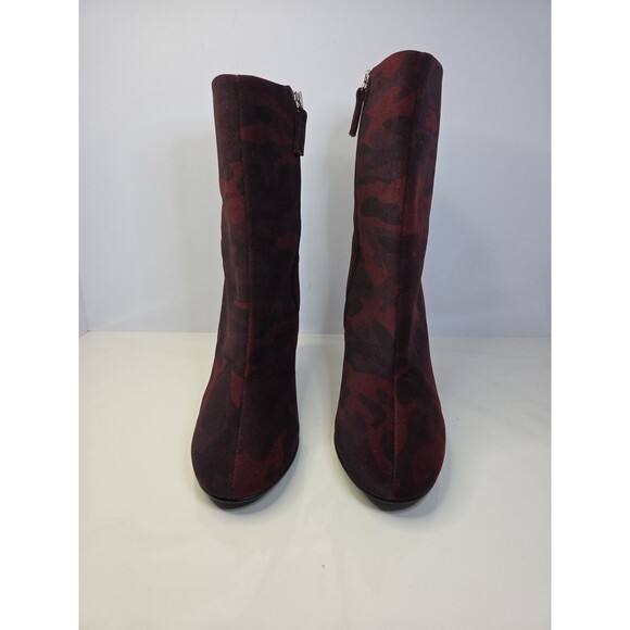 Topshop Red Suede Camouflage Zip Up Heeled High Ankle Boot ***R Sz 38 L Sz 41*** - Picture 2 of 9